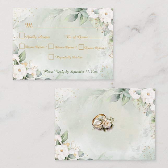 Tarjeta De Recepción Graceful Greenery Wedding RSVP (Anverso / Reverso)