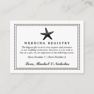 Tarjeta De Recepción Graceus Starfish Classic Black   Registro de regal