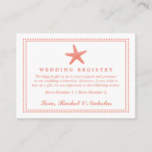 Tarjeta De Recepción Graceus Starfish   Registro de obsequios a Bodas