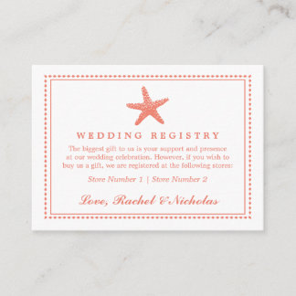 Tarjeta De Recepción Graceus Starfish | Registro de obsequios a Bodas