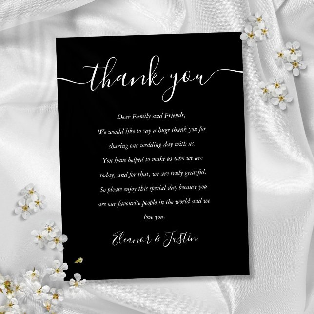 Tarjeta De Recepción Gracias A La Casa Blanca Y Ne (Reception Thank You Black And White Place Card)