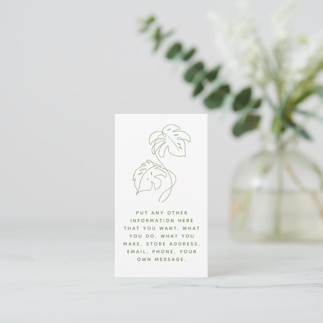 Tarjeta De Recepción Gracias a los medios sociales de monstera verde y  (Anverso de pie)