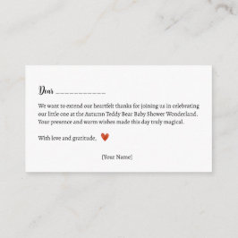 Tarjeta De Recepción Gracias! Autumn Teddy Bear Baby Shower