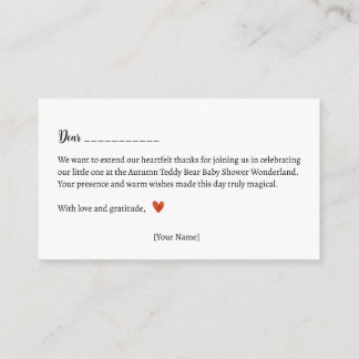 Tarjeta De Recepción Gracias! Autumn Teddy Bear Baby Shower