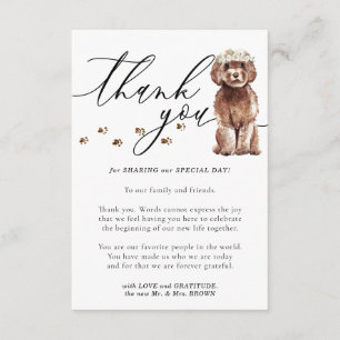 Tarjeta De Recepción Gracias Brown Cavapoo Boda de cachorros