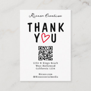 Tarjeta De Recepción Gracias con amor Corazón y código QR
