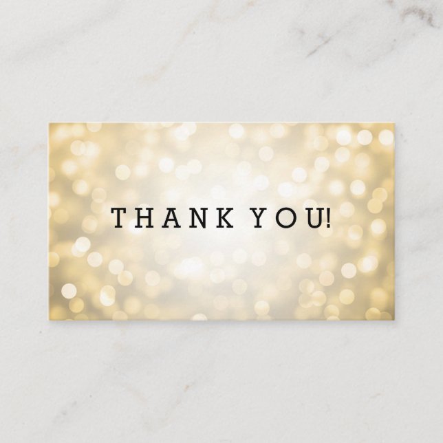 Tarjeta De Recepción Gracias Insertar Luces Purpurinas de oro (Anverso)