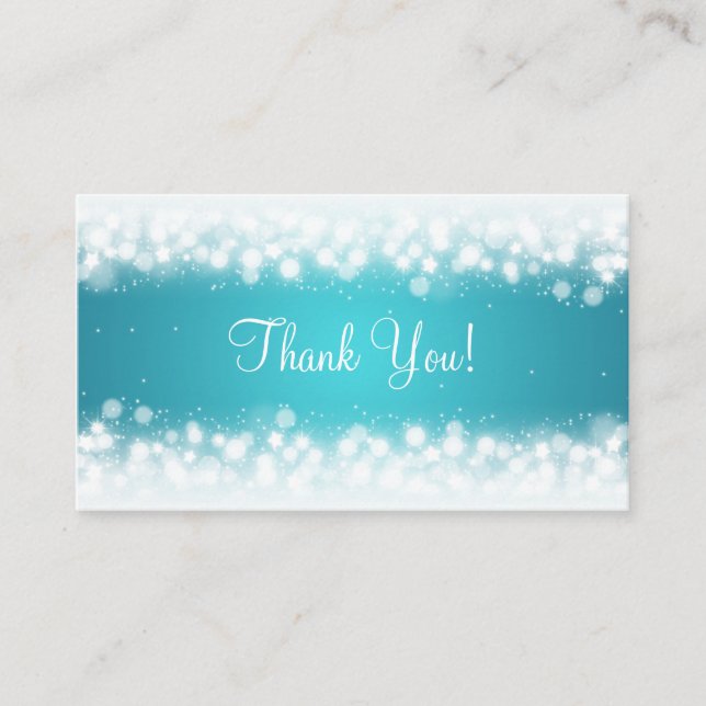 Tarjeta De Recepción Gracias Insertar Magic Sparkle Turquoise (Anverso)