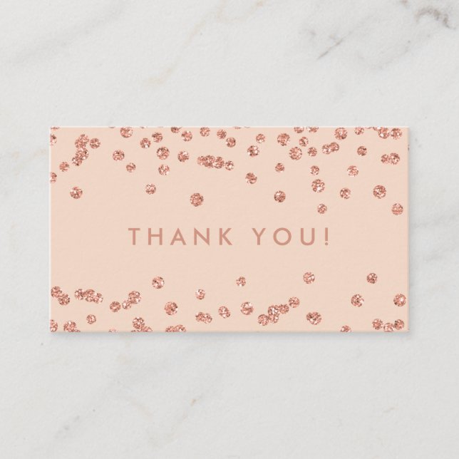 Tarjeta De Recepción Gracias Insertar Rosa Purpurina de oro Confetti Ru (Anverso)