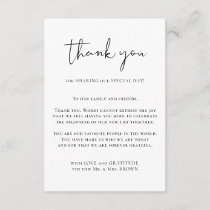 Tarjeta De Recepción Gracias personalizado foto simple