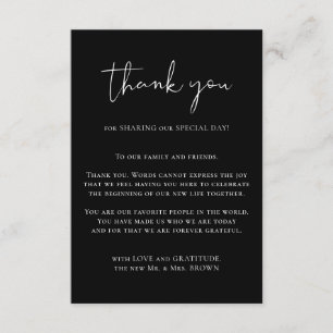 Tarjeta De Recepción Gracias personalizado foto simple NEGRO