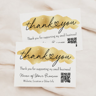 Tarjeta De Recepción Gracias por Apoyar al Pequeño Negocio de Oro