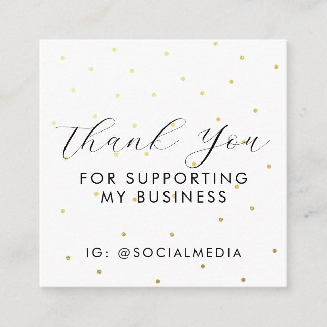 Tarjeta De Recepción Gracias Por Apoyar Mi Negocio White Gold (Anverso)