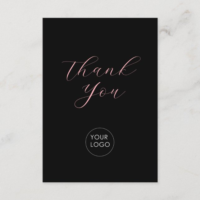 Tarjeta De Recepción Gracias por el guión del logo comercial rosado neg (Anverso)