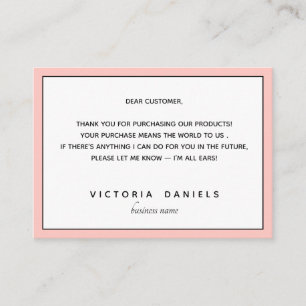 Tarjeta De Recepción Gracias por tu compra   Feminina rosa
