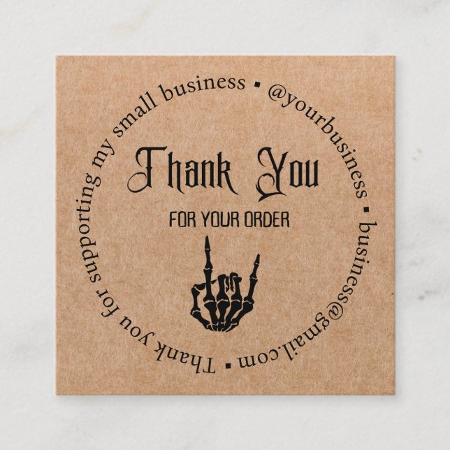 Tarjeta De Recepción gracias por tu pedido, business halloween kraft (Anverso)