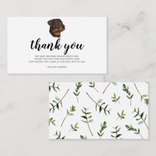 Tarjeta De Recepción Gracias Rottweiler German Puppy Baby Shower