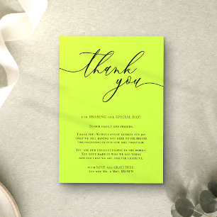 Tarjeta De Recepción Gracias simple minimalista Cyber Lime Jet Black