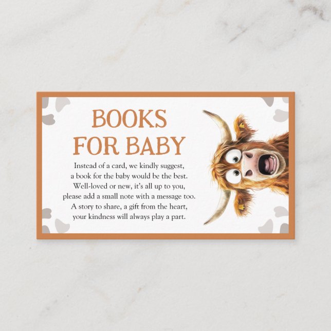 Tarjeta De Recepción Graciosos libros Baby Shower para vacas para bebés (Anverso)