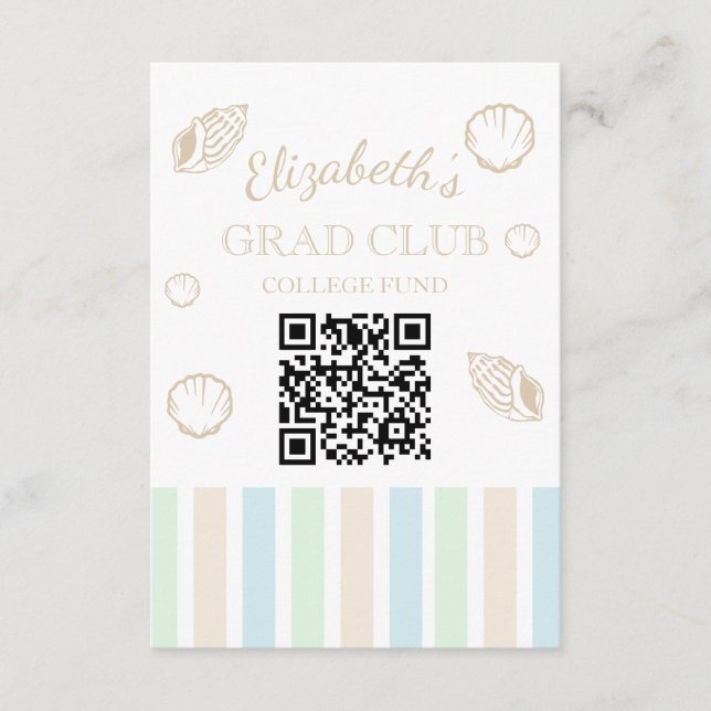 Tarjeta De Recepción Grad Club Beach Party College Fund (Anverso)