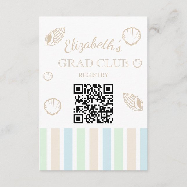 Tarjeta De Recepción Grad Club Beach Party Registry (Anverso)