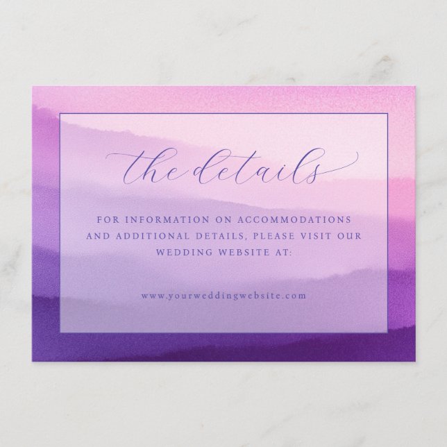 Tarjeta De Recepción Gradiente de Acuarela Morado Romántico (Anverso)