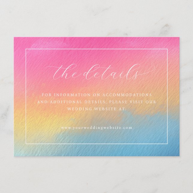 Tarjeta De Recepción Gradiente de Acuarela Pastel Romántico (Anverso)
