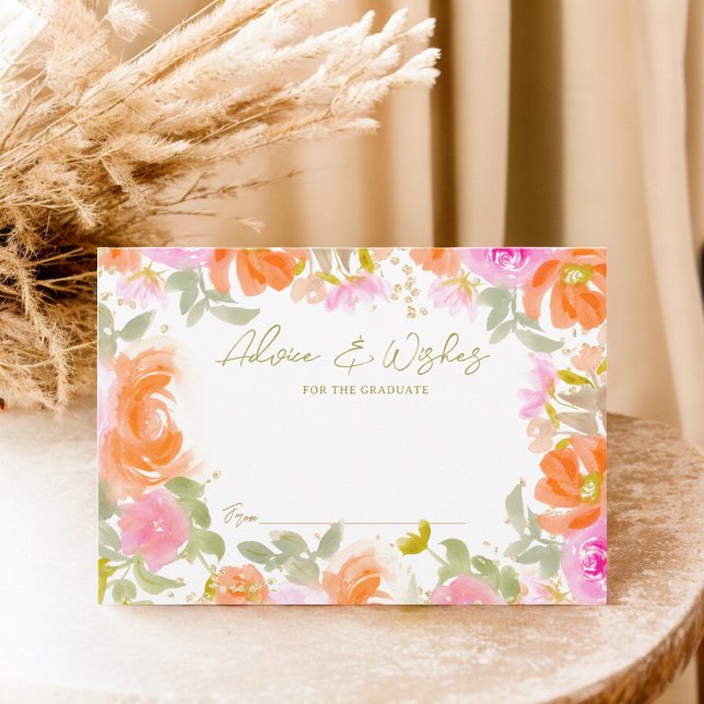 Tarjeta De Recepción Graduación de flores silvestres del naranja del ja (Garden orange boho wildflowers graduation enclosure card)
