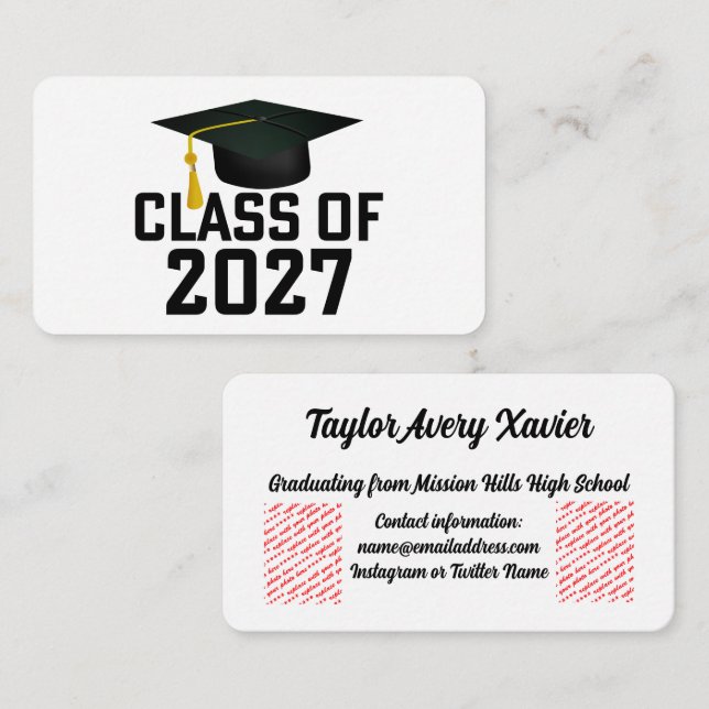 Tarjeta De Recepción Graduación de la promoción 2027 de Letterman (Anverso / Reverso)