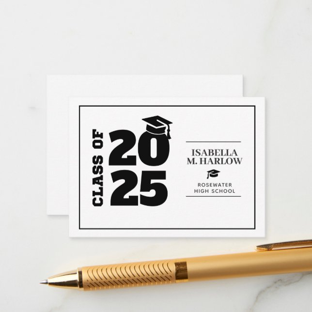 Tarjeta De Recepción Graduación de Tassel Negro (Anverso/Reverso In Situ)