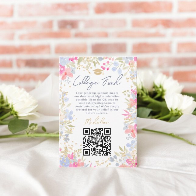 Tarjeta De Recepción Graduación del fondo de la universidad de flores s (Garden pastel wildflowers college fund graduation enclosure card)