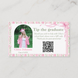 Tarjeta De Recepción Graduación floral con lazo rosa