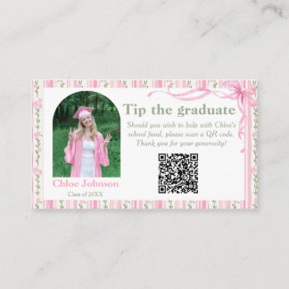 Tarjeta De Recepción Graduación floral con lazo rosa