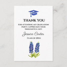 Tarjeta De Recepción Graduación Floral de Bluebonnets Gracias