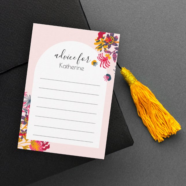 Tarjeta De Recepción Graduación floral moderna del arco rosado del Boho (Subido por el creador)