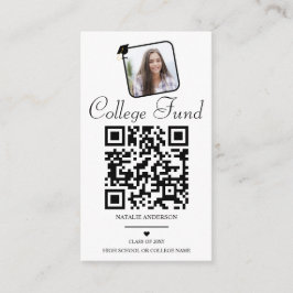 Tarjeta De Recepción Graduación QR del Fondo del Colegio Blanco Negro