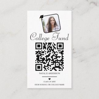 Tarjeta De Recepción Graduación QR del Fondo del Colegio Blanco Negro