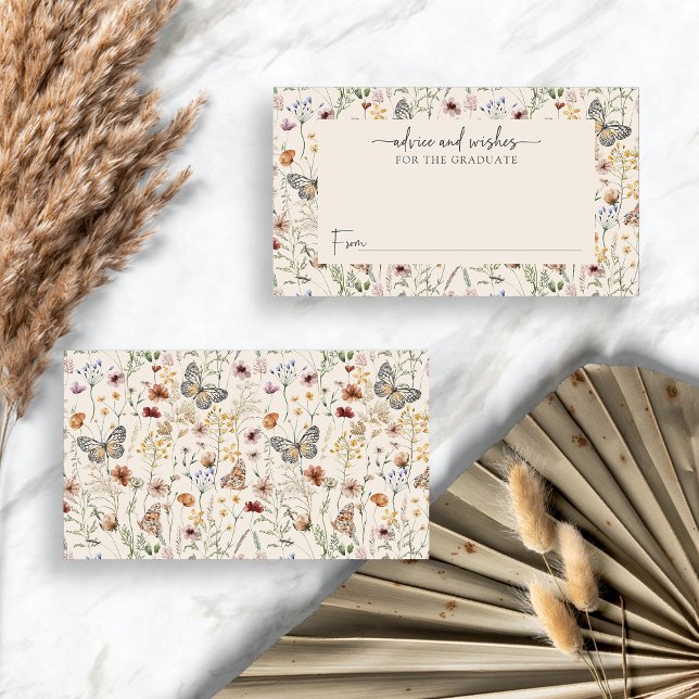 Tarjeta De Recepción Graduado de Consejos de Boho Wildflowers (Boho Wildflowers Advice and Wishes Graduate Enclosure Card by Painted Paperie
)