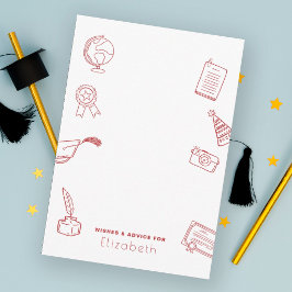 Tarjeta De Recepción  Graduado Rojo Chic Moderno Dibujado a Mano 