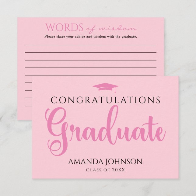 Tarjeta De Recepción Graduados rosas palabras de graduación de sabidurí (Anverso / Reverso)