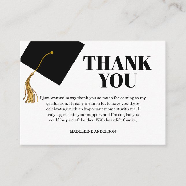 Tarjeta De Recepción Graduation Black Cap And Tassel Photo Thank You (Anverso)