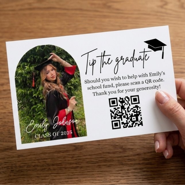 Tarjeta De Recepción Graduation Tip Card QR Code Money Gift (Subido por el creador)