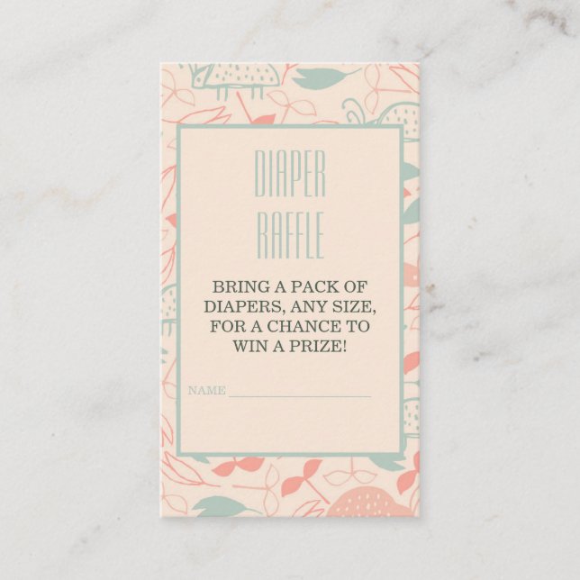 Tarjeta De Recepción Grafa de Safari Jungle Baby Shower Diaper Raffle (Anverso)