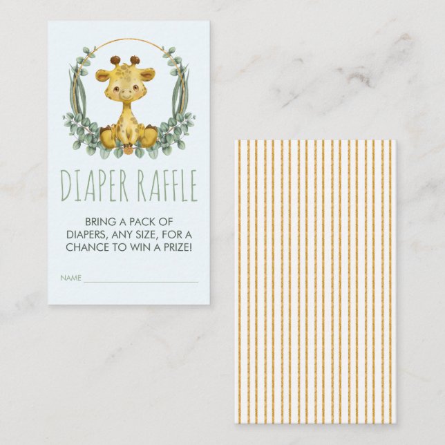 Tarjeta De Recepción Grafa de Safari Jungle Baby Shower Diaper Raffle (Anverso / Reverso)