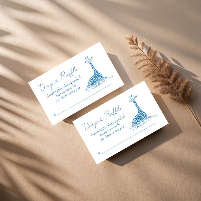 Tarjeta De Recepción Graffido de jaiba de chile azul de Safari (Safari blue toile de jouy giraffe African animals baby shower diaper raffle enclosure card )