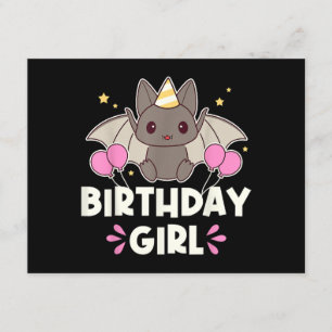 Tarjeta De Recepción Gráfico mural de Chica de cumpleaños lindo