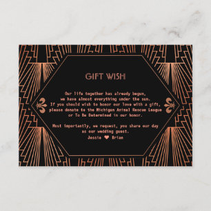 Tarjeta De Recepción Gran deseo de regalo de Boda de cobre Gatsby de lo