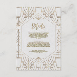 Tarjeta De Recepción Gran Gatsby de oro blanco real Boda