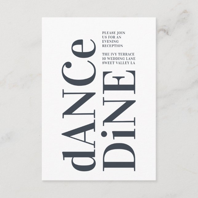 Tarjeta De Recepción Gran Monograma Moderno Negrita Boda simple negrita (Anverso)