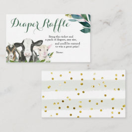 Tarjeta De Recepción Granja Animal Greenery Boy Baby Shower Diaper Raff